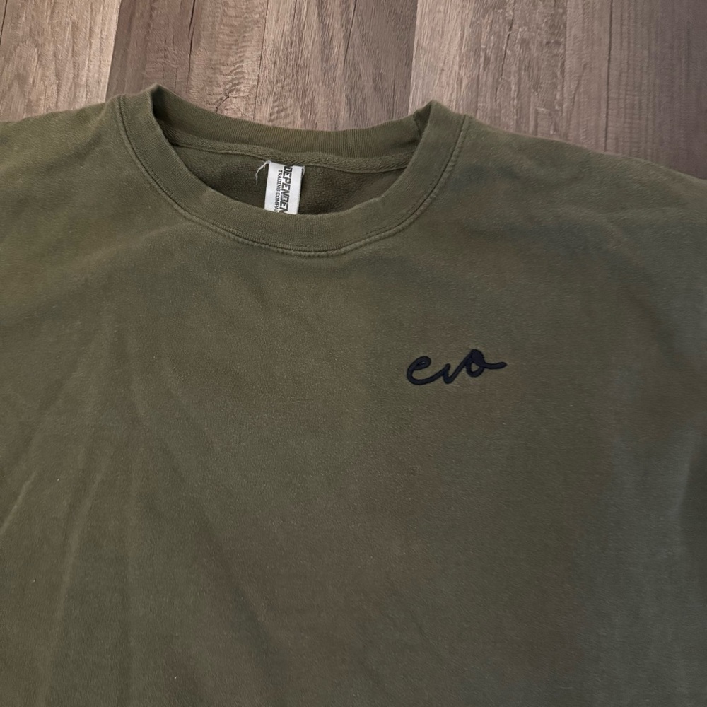Men's Olive Crewneck Sweater by CVC - Picture 4 of 6